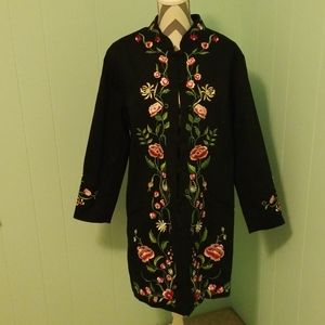 Victor Costa Occasion Embroidered Black Duster
